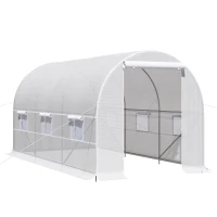 4 x 2 x 2m Walk-in Greenhouse Plant Growth Tent Warm House Gardening Tunnel Outdoor PE cloth Metal Frame(m-1)