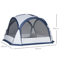 Outsunny Dome Tent for 6-8 Person, Camping Tent with 4 Zipped Mesh Doors, Removable Oxford Cloth, Lamp Hook, Portable Carry Bag, White and Blue(m-3)