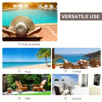 Outsunny Conjunto de 2 Espreguiçadeiras de Jardim de Vime Reclináveis em 5 Posições 196x65x22 cm Marrom e Creme(m-6)