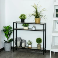 Outsunny 3 Tier Flower Rack Freestanding Plant Display Storage Shelf With Anti-Tilt Device Outdoor/Indoor Metal Frame(m-7)