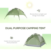 Outsunny 3 Man Camping Tent Automatic Pop Up Tent Portable Double Layer for Festival Hiking Family Travel Shelter(m-5)