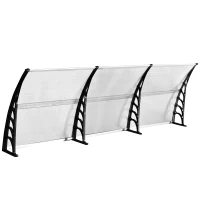 OUTSUNNY 0.9 x 3 m Window Awning Door Canopy Modern Polycarbonate Cover Outdoor Rain Snow Sunlight Protection Hollow Sheet(m-8)