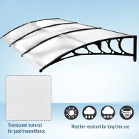 OUTSUNNY 0.9 x 3 m Window Awning Door Canopy Modern Polycarbonate Cover Outdoor Rain Snow Sunlight Protection Hollow Sheet(m-4)