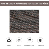 Outsunny Conjunto de 2 Espreguiçadeiras de Jardim de Vime Reclináveis em 5 Posições 196x65x22 cm Marrom e Creme(m-7)