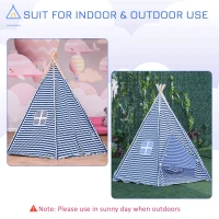 HOMCOM Qaba/HOMCOM Kids Teepee Play Tent Portable Children Playhouse Toy for Boys and Girls with Mat Pillow Carry Case Indoor Outdoor Games Blue(m-4)