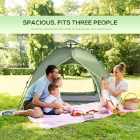 Outsunny 3 Man Camping Tent Automatic Pop Up Tent Portable Double Layer for Festival Hiking Family Travel Shelter(m-4)