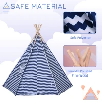 HOMCOM Qaba/HOMCOM Kids Teepee Play Tent Portable Children Playhouse Toy for Boys and Girls with Mat Pillow Carry Case Indoor Outdoor Games Blue(m-5)
