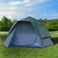 Outsunny Fibreglass Frame 3/4 Person Lightweight Camping Tent Green(m-13)