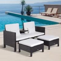 Outsunny® ZESTAW MEBLI RATTANOWYCH TYPU LOUNGE SOFA brązowy(m-2)