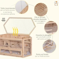 PawHut Gabbia per Roditori e Criceti a 2 Ripiani con Tetto Apribile in Legno 115x60x58cm(m-4)