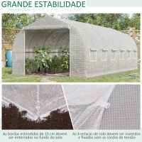 Outsunny Estufa Tipo Túnel 6x3x2m Estufa de Jardim com Porta e 12 Janelas Enroláveis de Polietileno e Aço Galvanizado para Cultivos de Plantas Flores Branco(m-5)