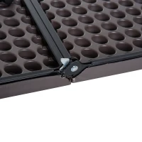 Outsunny 2.8FT Metal Portable Picnic Table Outdoor Furniture, 86Lx86Wx71.5H cm-Black/Brown(m-7)