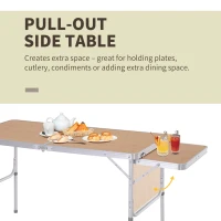 Outsunny Aluminium MDF-Top 4ft Folding Portable Outdoor Table Silver(m-6)