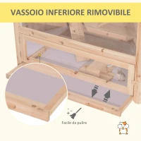 PawHut Gabbia per Roditori e Criceti a 2 Ripiani con Tetto Apribile in Legno 115x60x58cm(m-7)