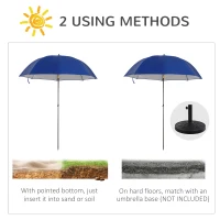 Outsunny 2m Beach Parasol Fishing Umbrella Brolly with Sides and Push Botton Tilt Sun Shade Shelter with Carry Bag, UV30+, Blue(m-7)