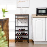 HOMCOM Regał na wino, stojak na wino, regał, regał na butelki, półka na butelki, regał dekoracyjny na 20 butelek(m-7)