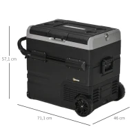 Outsunny Geleira de Compressor Portátil 55L Geleira Elétrica de Carro CC 12V/24V Temperatura até -20℃ com Tela Tátil Alça Retrátil e Rodas 71,1x46x57,1cm Preto(m-3)