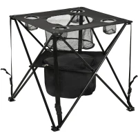 Outsunny Folding Camping Table Portable Picnic Table w/ Built-in Cooler & Carry Bag(m-11)