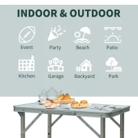 Outsunny Patio Foldable Picnic Table-Silver(m-7)