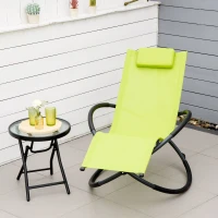 Outsunny Tumbona Mecedora de Jardín Plegable con Reposacabezas Extraíble Sillón Tumbona Ergonómica de Exterior Tela de Texteline para Patios Piscina al Aire Libre 80x154x84 cm Verde(m-2)