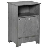 PawHut Mobile Multiuso con Ciotole per Cani e Gatti, Acciaio e Legno, 48x40x75cm, Grigio(m-1)