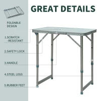 Outsunny Patio Foldable Picnic Table-Silver(m-6)