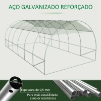 Outsunny Estufa Tipo Túnel 6x3x2m Estufa de Jardim com Porta e 12 Janelas Enroláveis de Polietileno e Aço Galvanizado para Cultivos de Plantas Flores Branco(m-7)