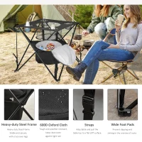 Outsunny Folding Camping Table Portable Picnic Table w/ Built-in Cooler & Carry Bag(m-7)