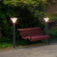 Outsunny Candeeiros de Pé de Exterior Altura 91,5cm com Luz LED Solar Sensor Crepúsculo e Brilho Variável Conjunto de 2 Candeeiros de Jardim IP44 para Pátio Parque Exterior Preto(m-2)