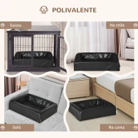PawHut Cama para Cães Gatos Estofada em Couro PU Cama para Animais de Estimação Pequenos Amovível e Lavável com Zíper 58x49x14,5cm Preto(m-5)