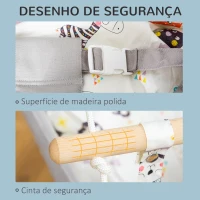 Outsunny Baloiço para Bebé Baloiço de Madeira Infantil com Altura Ajustável Almofada Acolchoada e Cinto de Segurança para Interior e Exterior Carga Máxima 80kg 70x45x160cm Cinza(m-6)