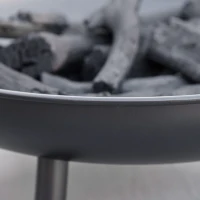 Outsunny Braseiro Exterior 90x79,5x28 cm com Tigela com Alças de Transporte Atiçador 3 Pés e Estrutura de Aço para Fogueiras Lenhas Terraço Jardim ao Ar Livre Preto(m-8)