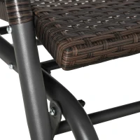 Outsunny Banco Baloiço de Vime de 2 Lugares Baloiço de Jardim com Balanço Ergonómico e Estrutura de Metal para Terraço Balcão Exterior Carga 220kg 70x120x84cm Marrom(m-7)