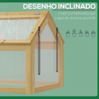 Outsunny Estufa de Madeira com Painéis de Policarbonato Estufa de Jardim com 4 Janelas Abatíveis para Cultivo de Plantas Terraço Exterior 90x48x49,5cm Transparente(m-6)