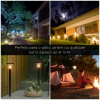 Outsunny Candeeiros de Pé de Exterior Altura 91,5cm com Luz LED Solar Sensor Crepúsculo e Brilho Variável Conjunto de 2 Candeeiros de Jardim IP44 para Pátio Parque Exterior Preto(m-7)
