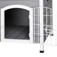 PawHut Casa para Cães de Madeira Gaiola para Animais de Estimação com Porta de Arame com Fechadura e Alças Ocas Laterais para Interior e Exterior 80x55x53,5cm Cinza(m-9)