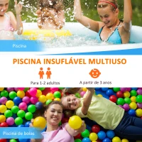 Outsunny Piscina Inflável Retangular 1300 Litros 262x176x56cm para 1-2 Pessoas Piscina Insuflável para Adultos e Crianças para Jardim Pátio Exterior Azul(m-7)
