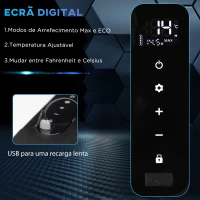 Outsunny Geleira com Compressor 18L Portátil até -20℃ com Luz LED e Alças Dobráveis Geleira de Carro 12V/24V e 240V para Casa Campismo Viagem 58,5x33,5x29,2cm Branco(m-5)