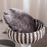 PawHut Arranhador para Gatos Pequeno Altura 52cm Torre de Escalar para Gatos com Cama Redonda Almofada de Pelúcia Suave e Poste Arranhador 50x50x52cm Café e Branco(m-9)