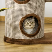PawHut Árvore Arranhador para Gatos Médios Altura 104cm Torre de Escalada para Gatos com Barril Arranhador Plataforma Superior Túnel Poste de Sisal e Bola Suspensa 75x39x104cm Marrom(m-7)