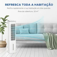HOMCOM Ventoinha de Coluna Altura 86cm Oscilante com Controle Remoto Depósito de Água 5L 3 Modos 3 Velocidades Temporizador de 12h e Tela LED Tátil 23x29x86cm Branco(m-4)