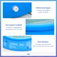 Outsunny Piscina Inflável Redonda 4.000 Litros Ø274x76cm para 3-4 Pessoas Piscina Insuflável Familiar Adultos e Crianças com Inflador de Mão para Jardim Pátio Exterior Azul(m-7)