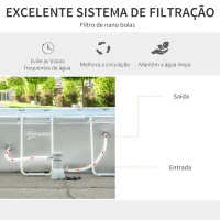 Outsunny Piscina Desmontável Tubular 340x215x80cm Piscina Retangular de Exterior com Purificador 4.000L/H Mangueiras de Comprimento 100cm e Estrutura de Aço 4200L Cinza(m-4)