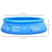 Outsunny Piscina Inflável Redonda 4.000 Litros Ø274x76cm para 3-4 Pessoas Piscina Insuflável Familiar Adultos e Crianças com Inflador de Mão para Jardim Pátio Exterior Azul(m-3)