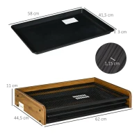 PawHut Sanita para Cães de Aço e Madeira Sanita para Adestramento de Cães Médios Pequenos com Grade e Bandeja Removível 62x45,5x11cm Marrom e Preto(m-3)