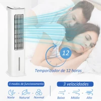 HOMCOM Ventoinha de Coluna Altura 86cm Oscilante com Controle Remoto Depósito de Água 5L 3 Modos 3 Velocidades Temporizador de 12h e Tela LED Tátil 23x29x86cm Branco(m-5)