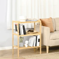 HOMCOM Estante de Bambu de 3 Níveis Móvel Organizador Multifuncional para Casa de Banho Cozinha Sala de Estar 62x33x80cm Natural(m-9)