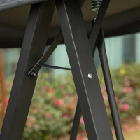 Outsunny  Baloiço de Jardim de 2 Lugares com Teto Ajustável Encosto Respirável e Estrutura de Aço para Balção Terraço Exterior Carga Máx. 220kg 150x11x170cm Cinza(m-9)