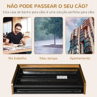 PawHut Sanita para Cães de Aço e Madeira Sanita para Adestramento de Cães Médios Pequenos com Grade e Bandeja Removível 62x45,5x11cm Marrom e Preto(m-7)