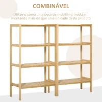 HOMCOM Estante de Bambú de 4 Níveis Móvel Organizador Multifuncional para Casa de Banho Cozinha Sala de Estar com Dispositivo Anti-Rolamento 62x33x112cn Natural(m-5)